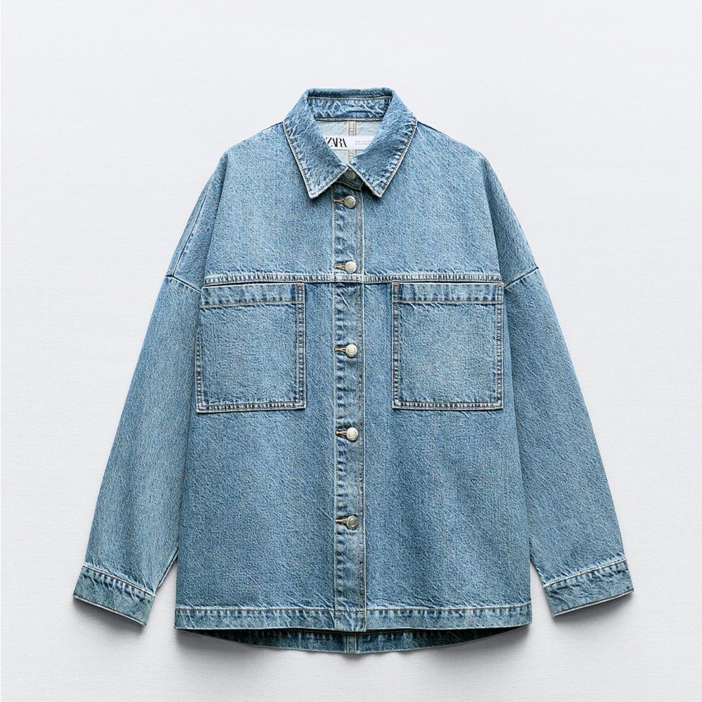 Zara Blue Denim Shirt Jacket